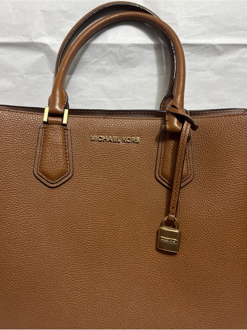 Michael Kors Saddle Brown Pebbled Leather Tote - Picture 7 of 8